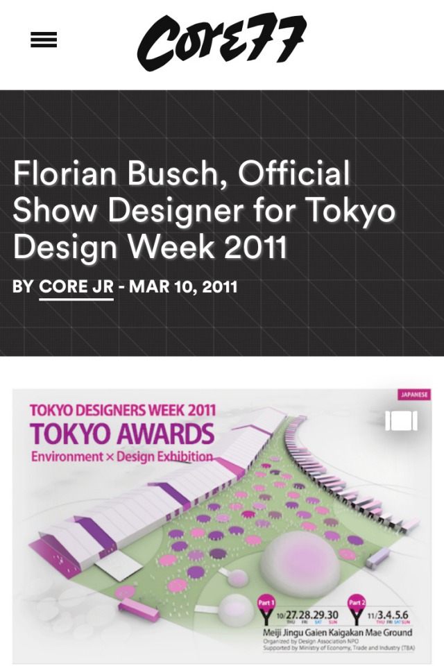 Florian Busch Official Show Designer for Tokyo Design Week 2011